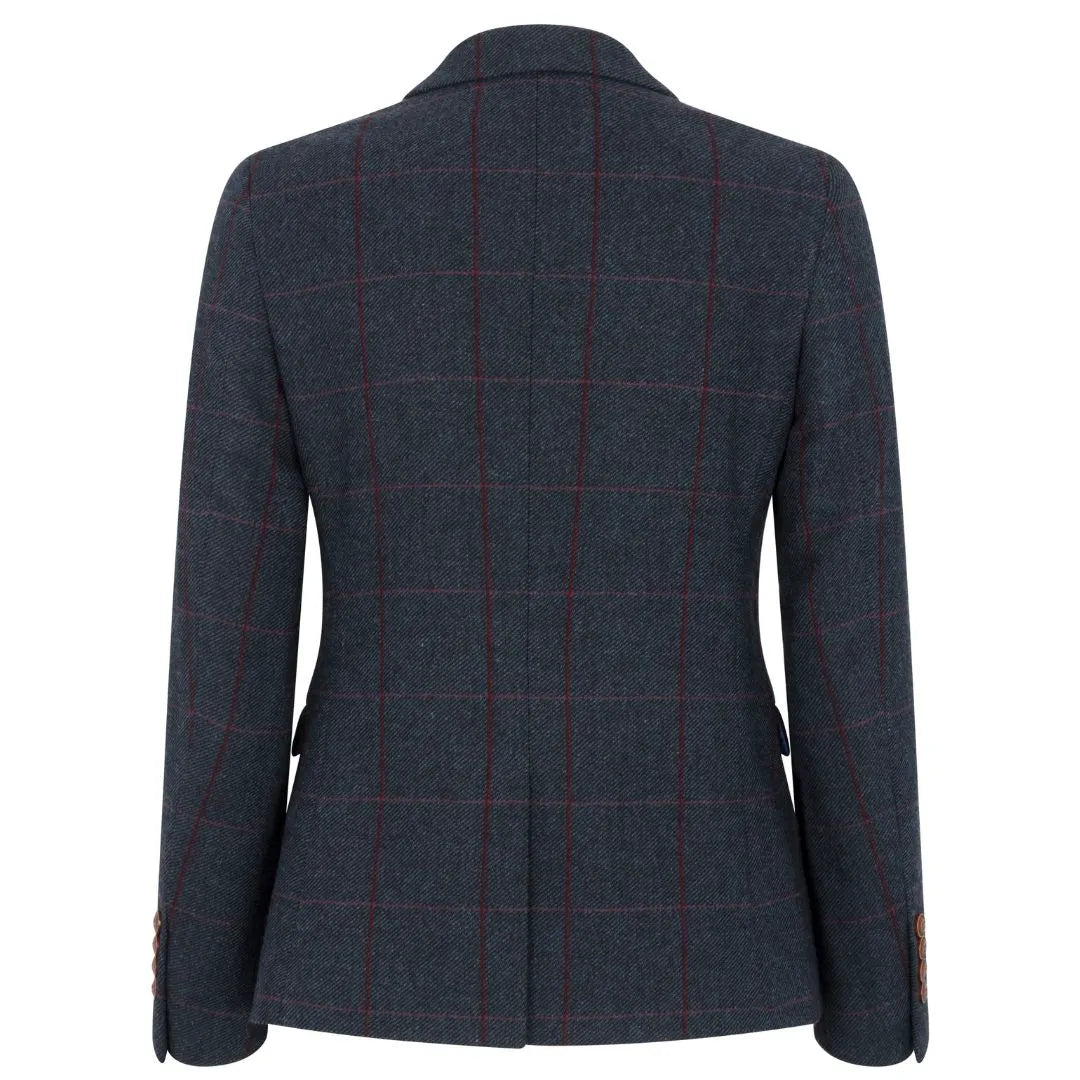 Women's Navy Tweed Tailored Blazer – Structured Office Jacket