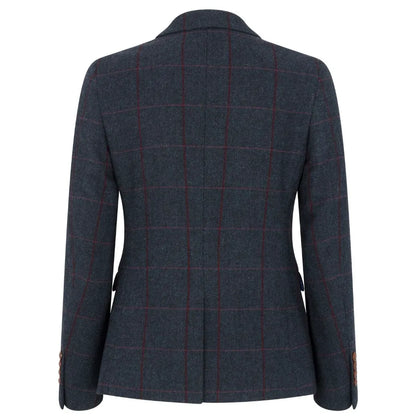 Women's Navy Tweed Tailored Blazer – Structured Office Jacket