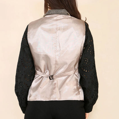 Women's Herringbone Tweed Waistcoat Blazer Oak Brown Classic Jacket