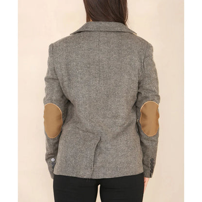 Women's Herringbone Tweed Waistcoat Blazer Oak Brown Classic Jacket