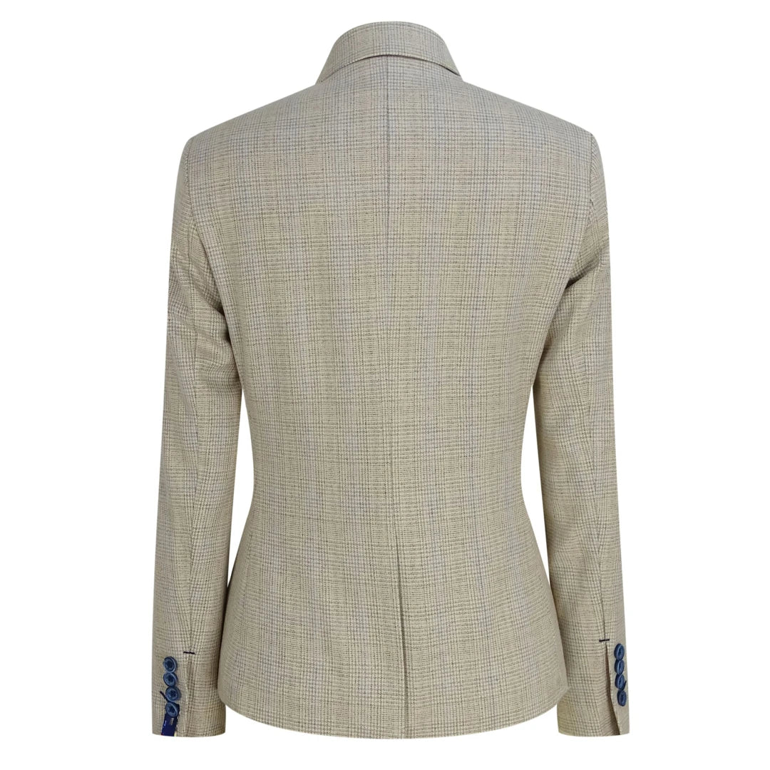 Caridi - Women's Tweed Herringbone Cream Peaky Blinders Jacket