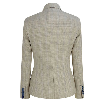 Caridi - Women's Tweed Herringbone Cream Peaky Blinders Jacket