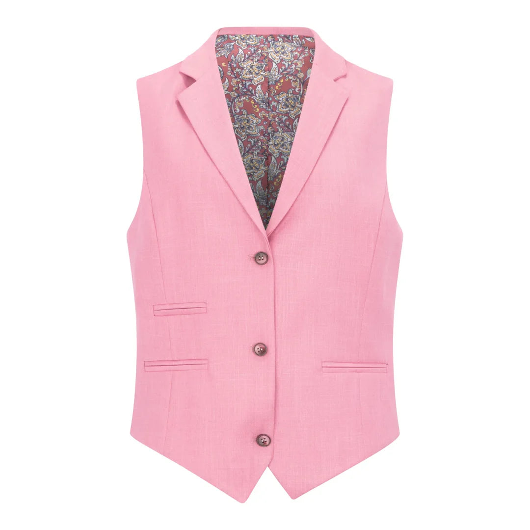 Pink vest with floral lining on a white background