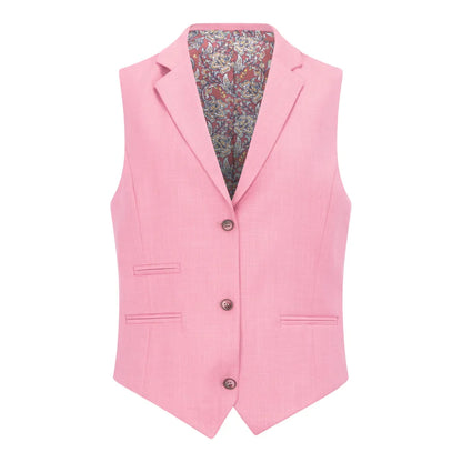 Pink vest with floral lining on a white background