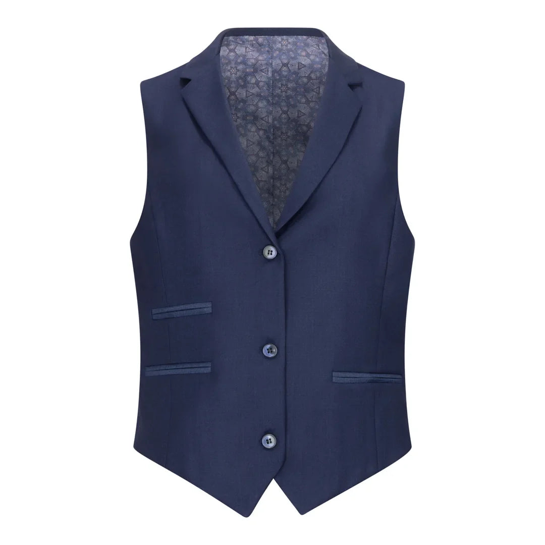 Women's 3 Piece Plain Navy Blue Suit - TPW-14