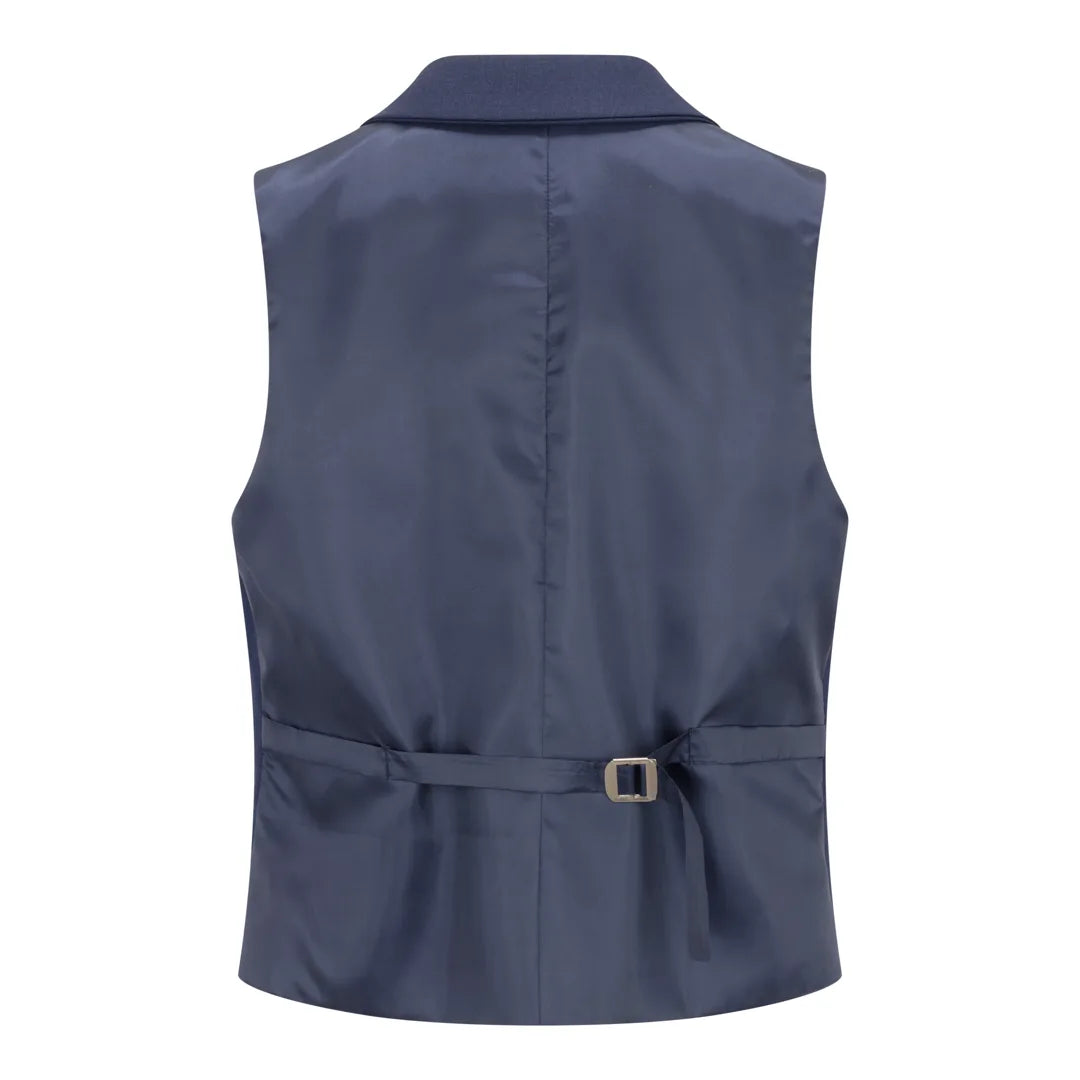 Women's 3 Piece Plain Navy Blue Suit - TPW-14