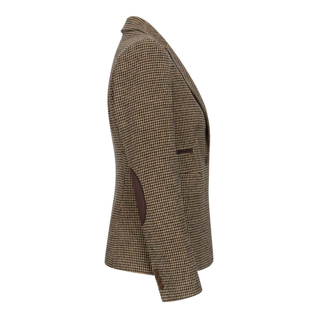 Women's Elegant Wool Blend Brown Tweed Blazer