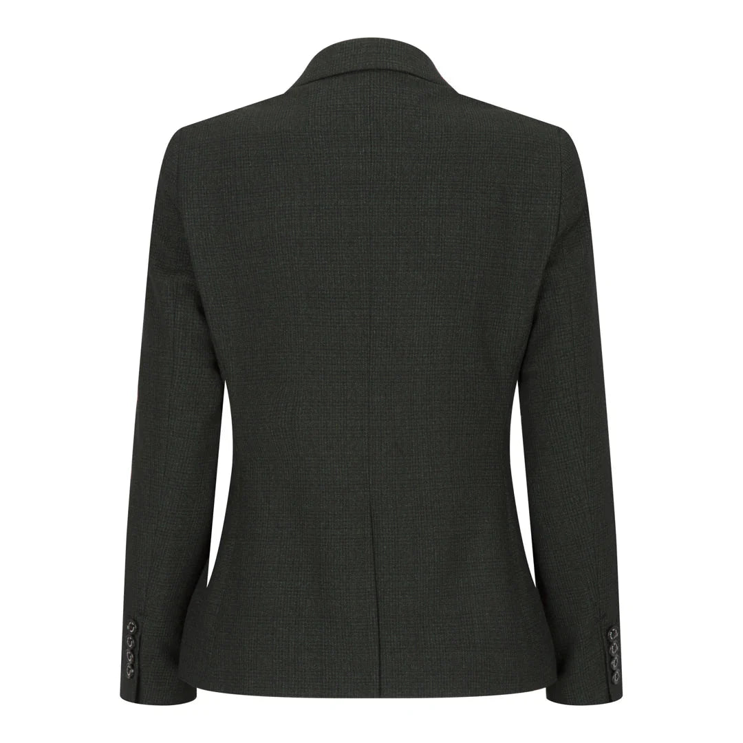 Women's Tweed Green Olive Blazer - Wool Check Classic Jacket (Caridi)