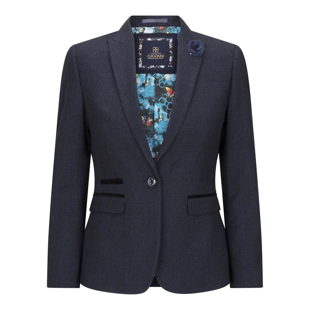 Caridi - Women's Tweed Navy Blazer: Wool Jacket 1920