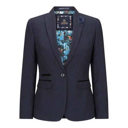 Caridi - Women's Tweed Navy Blazer: Wool Jacket 1920