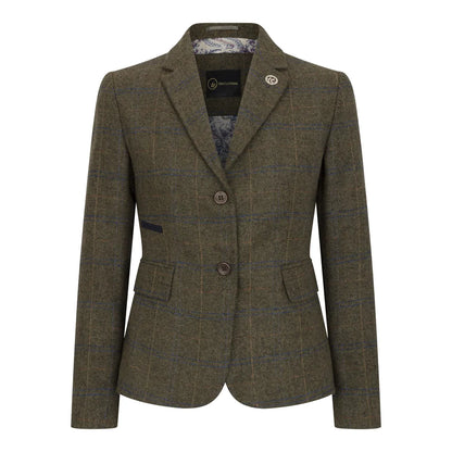 Women's Olive Green Tweed Blazer Waistcoat