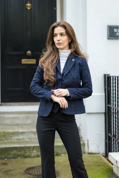 Women's Navy Blue Tweed Blazer and Waistcoat - Single Piece or 2-Piece Set