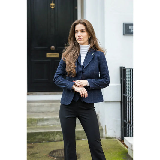Women's Navy Blue Tweed Blazer Waistcoat