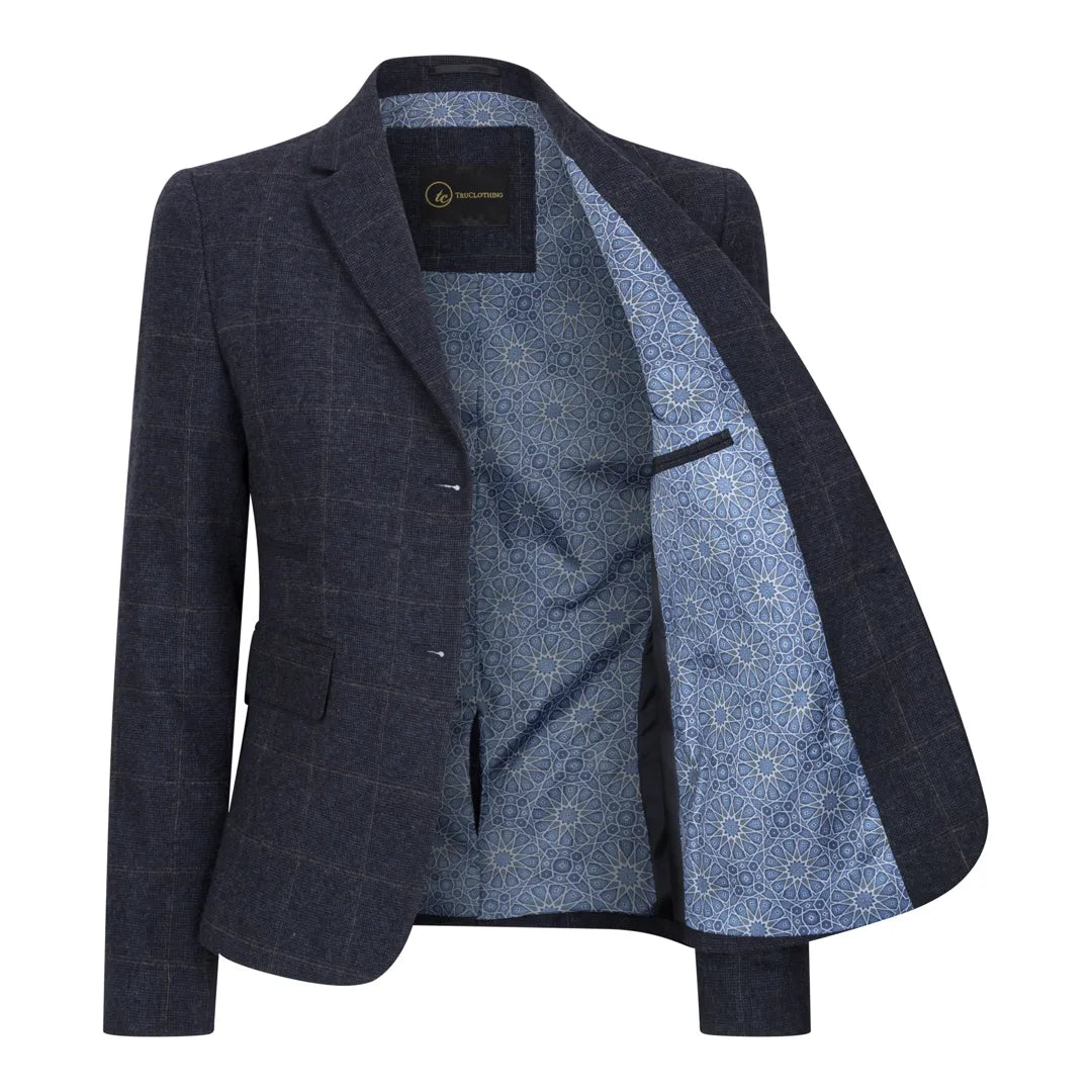 Women's Navy Blue Tweed Blazer and Waistcoat - Single Piece or 2-Piece Set
