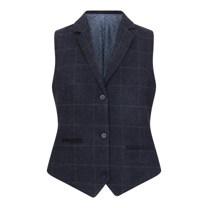 Women's Navy Blue Tweed Blazer and Waistcoat - Single Piece or 2-Piece Set