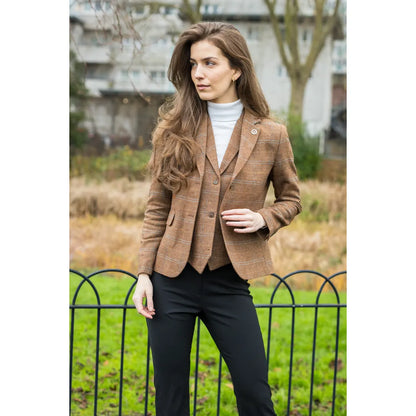 Women's Oak Brown Tweed Blazer and Waistcoat