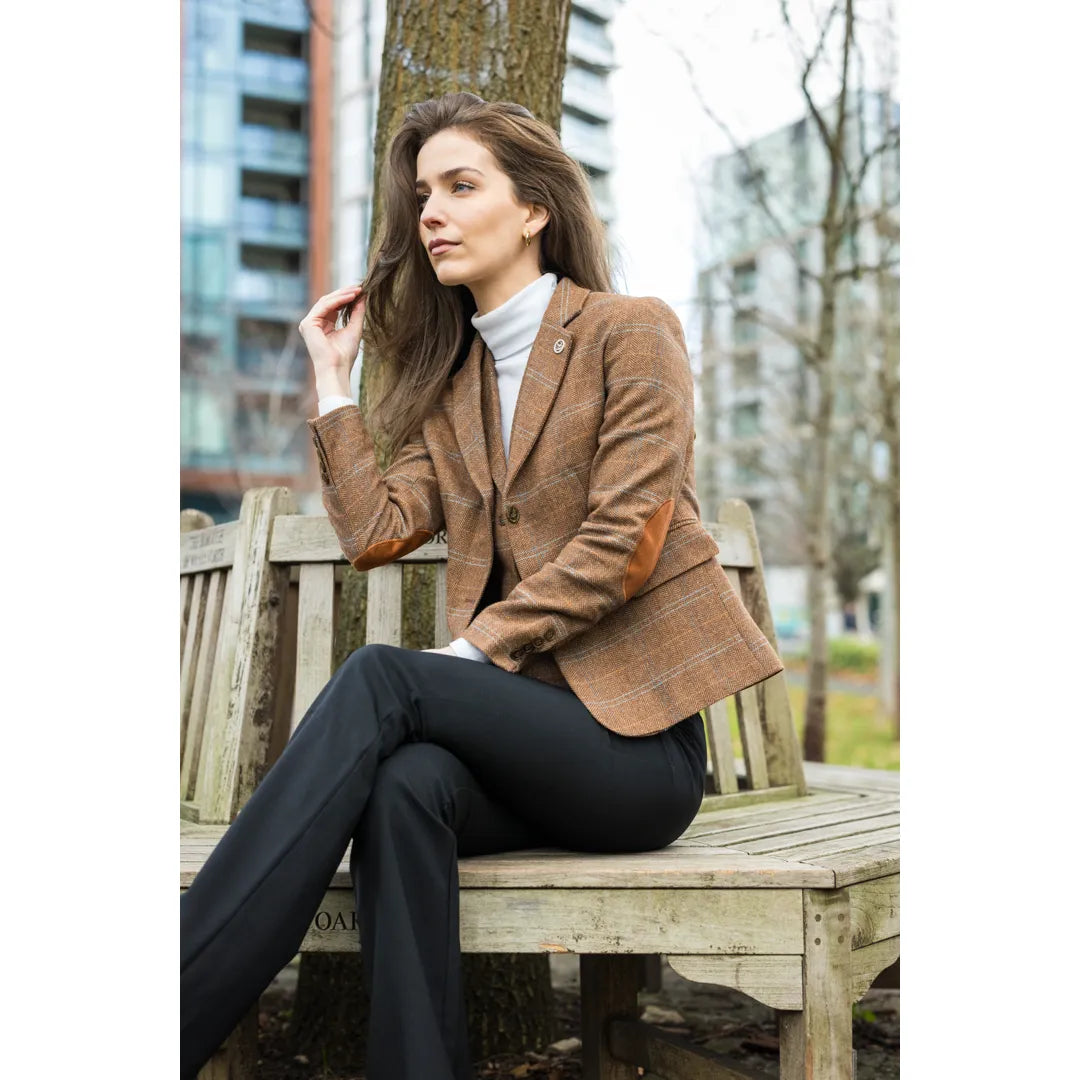 Women's Oak Brown Tweed Blazer and Waistcoat
