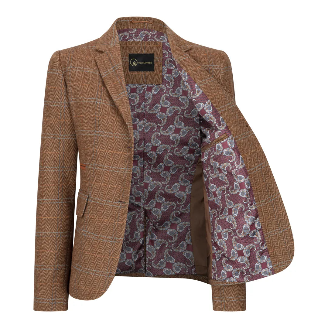 Women's Oak Brown Tweed Blazer and Waistcoat