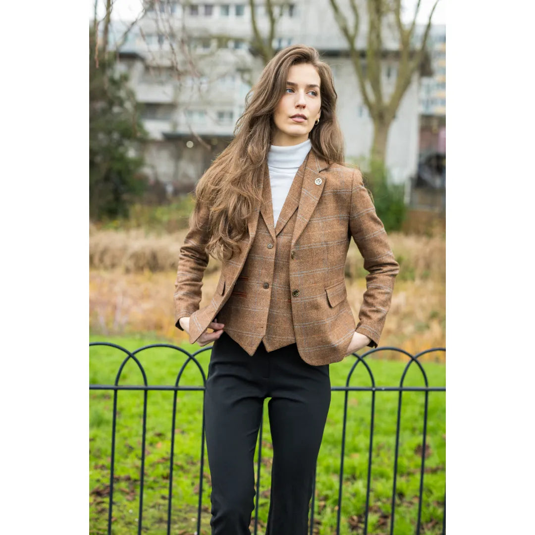 Women's Oak Brown Tweed Blazer and Waistcoat