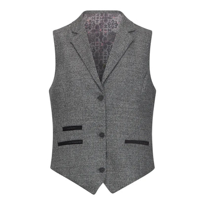 Women's Grey 3 Piece Prince Of Wales Check Suit