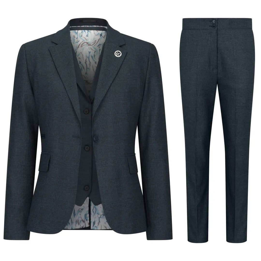 Women's Green 3 Piece Prince Of Wales Check Suit