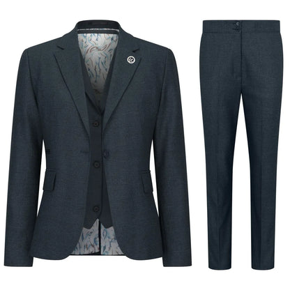 Women's Green 3 Piece Prince Of Wales Check Suit