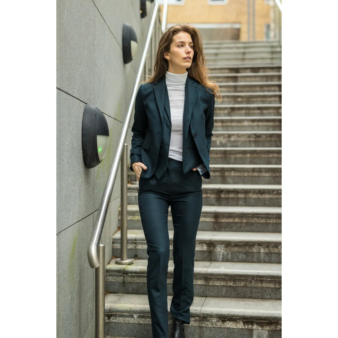 Women's Green 3 Piece Prince Of Wales Check Suit