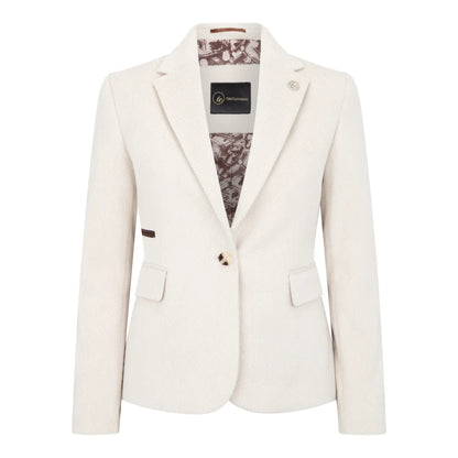 Women's Cream Wool Blend Tweed Blazer Waistcoat