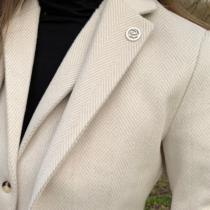Women's Cream Wool Blend Tweed Blazer Waistcoat