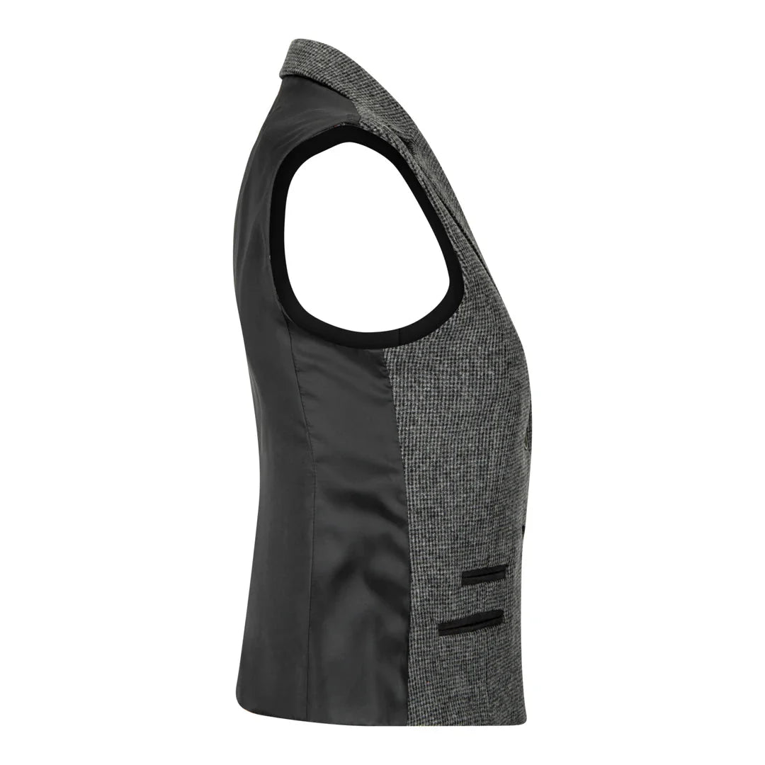 Women Grey Suit Blazer Waistcoat & Trousers in Tweed Herringbone