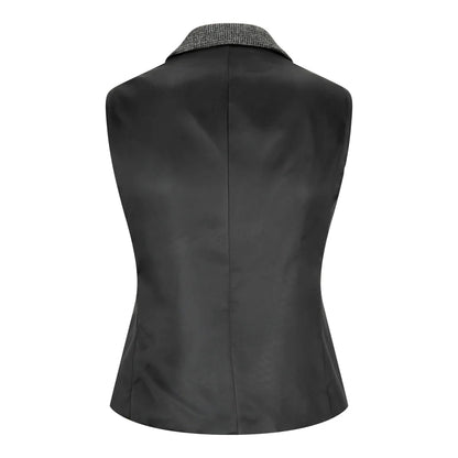 Women Grey Suit Blazer Waistcoat & Trousers in Tweed Herringbone