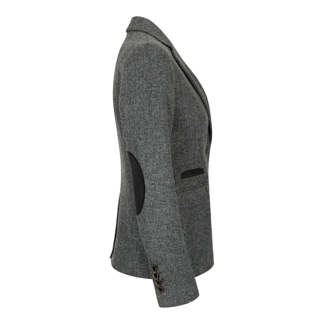 Women Grey Suit Blazer Waistcoat & Trousers in Tweed Herringbone