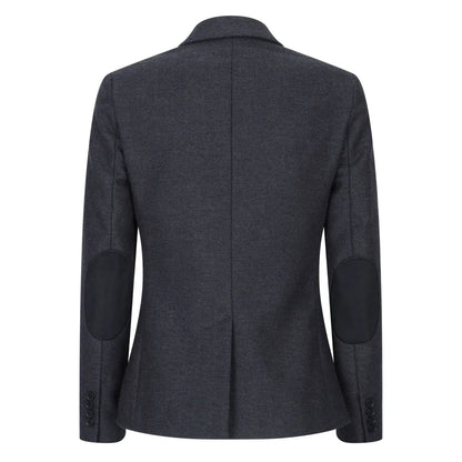 Women Black Blazer Waistcoat Tweed Herringbone Wool Classic 1920s