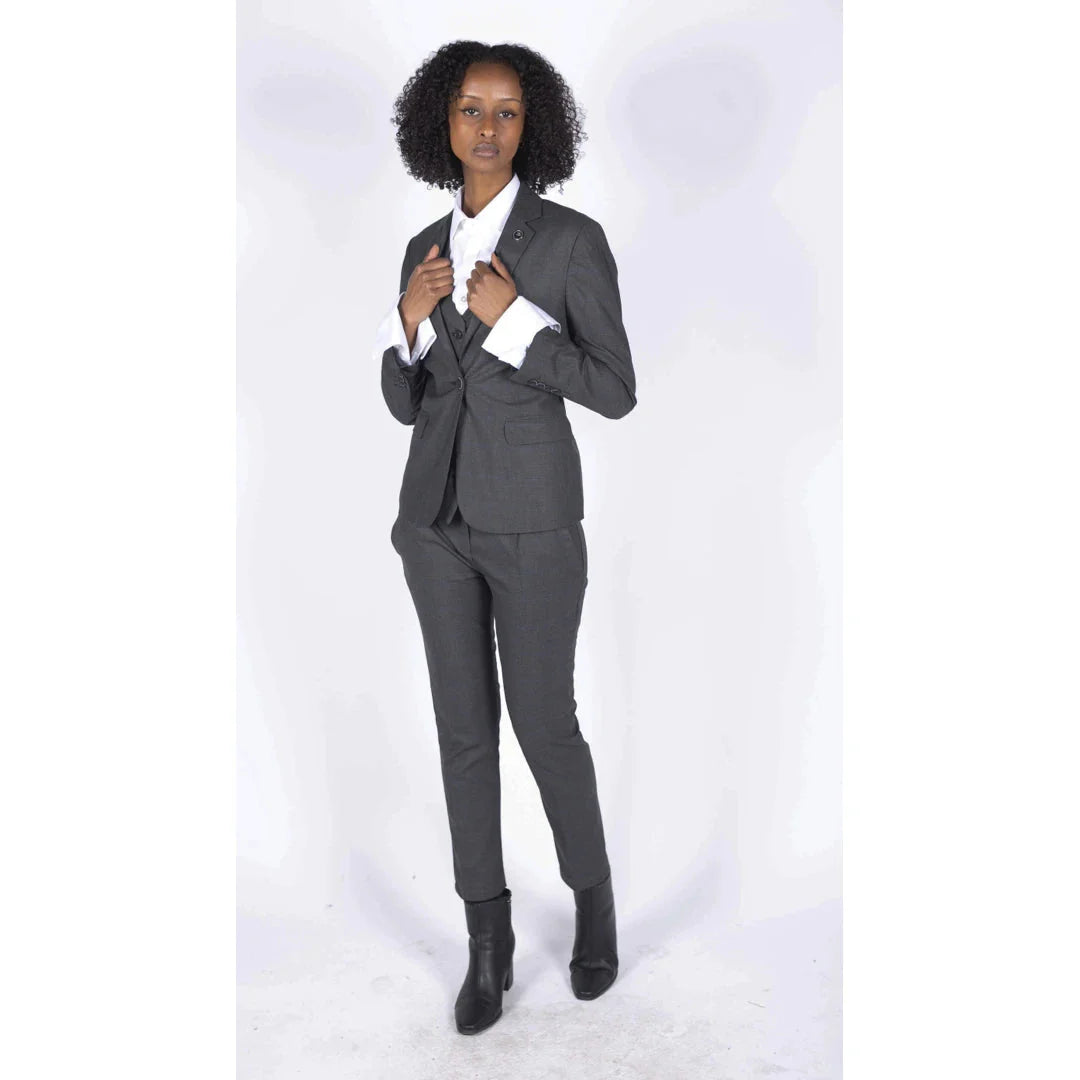 Women's 3 Piece Suit Grey Formal Office 1920s