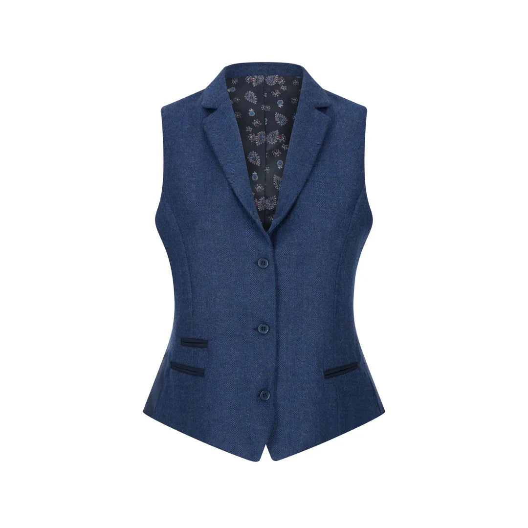 Women's Tweed Navy Blue Blazer Waistcoat & Trousers 1920s Suit
