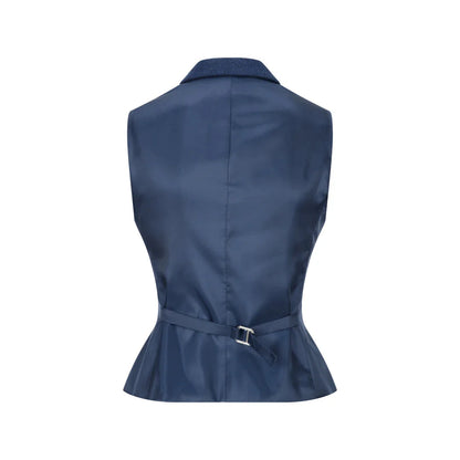 Women's Tweed Navy Blue Blazer Waistcoat & Trousers 1920s Suit