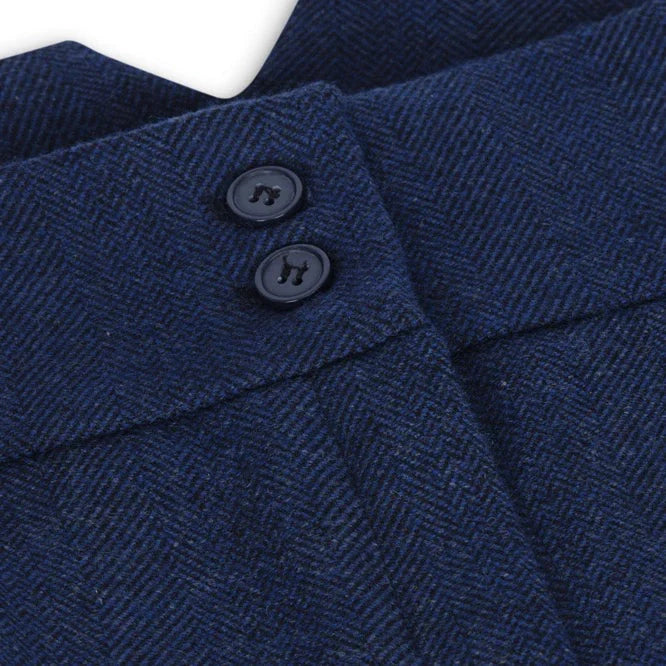 Women's Tweed Navy Blue Blazer Waistcoat & Trousers 1920s Suit