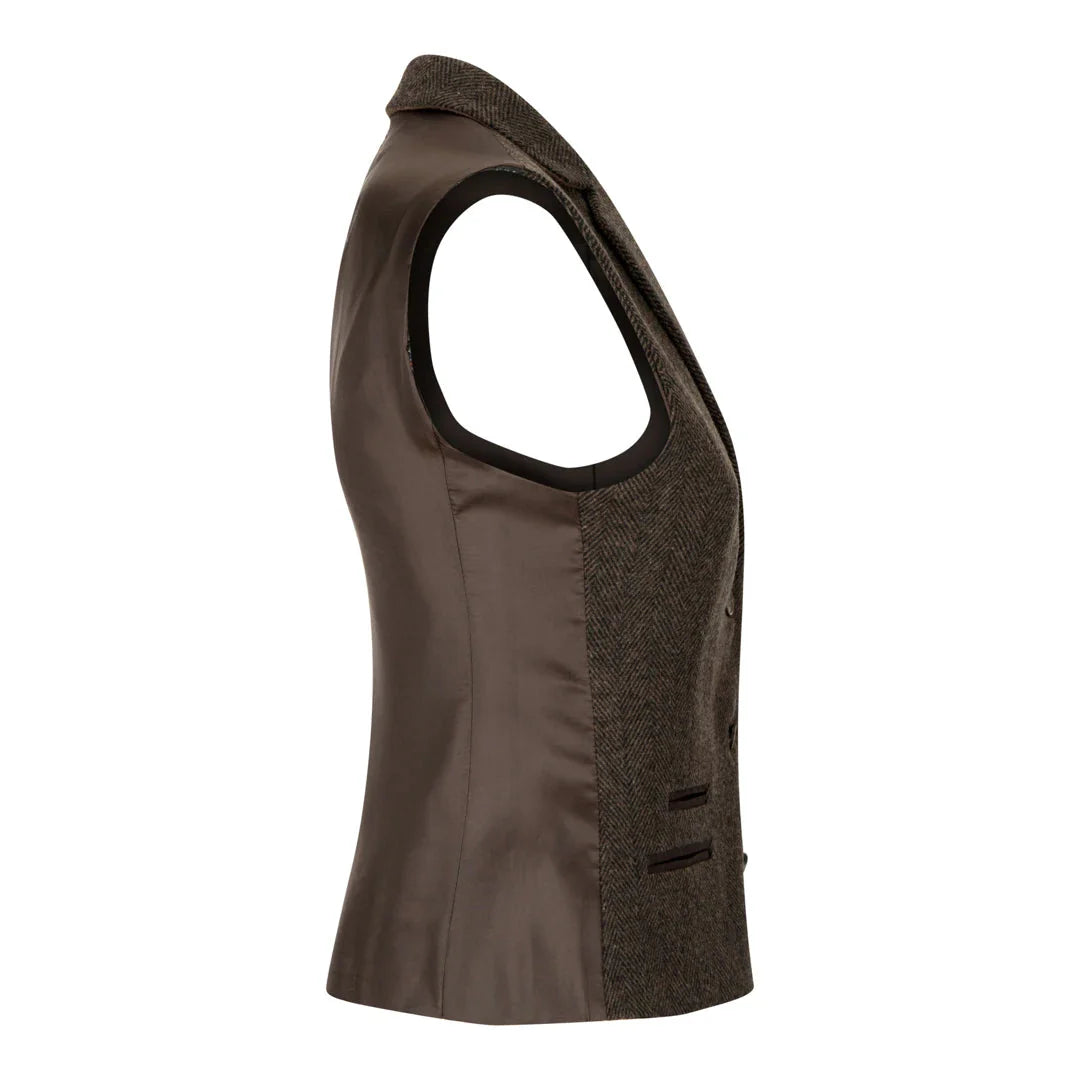 Women's Brown Tweed Blazer Waistcoat & Trouser Classic Suit