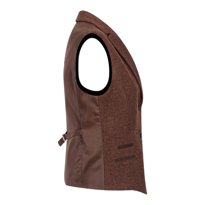 Women's Tweed Wool Suit: Brown Blazer, Trousers, Waistcoat