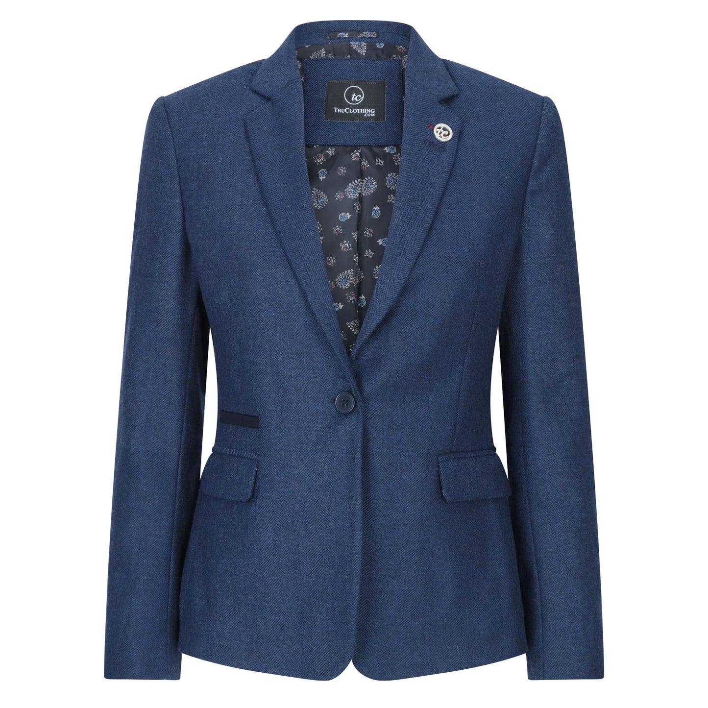Women's Tweed Navy Blue Blazer Waistcoat & Trousers 1920s Suit